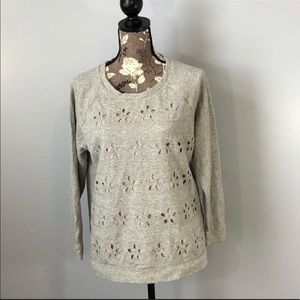 J. Jill Floral Eyelet Detail Pullover Top
